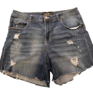 Indego Rein Jean Shorts Juniors Size 17 Distressed Holes Cut Off Peasant Grunge
